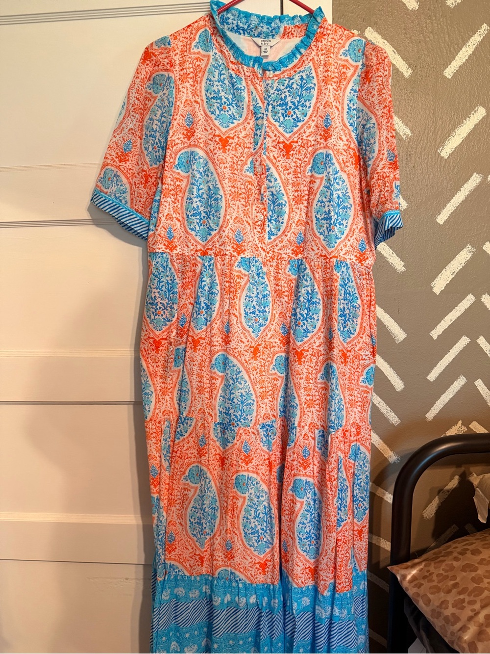 crown & ivy Blue and Orange Paisley Maxi Dress